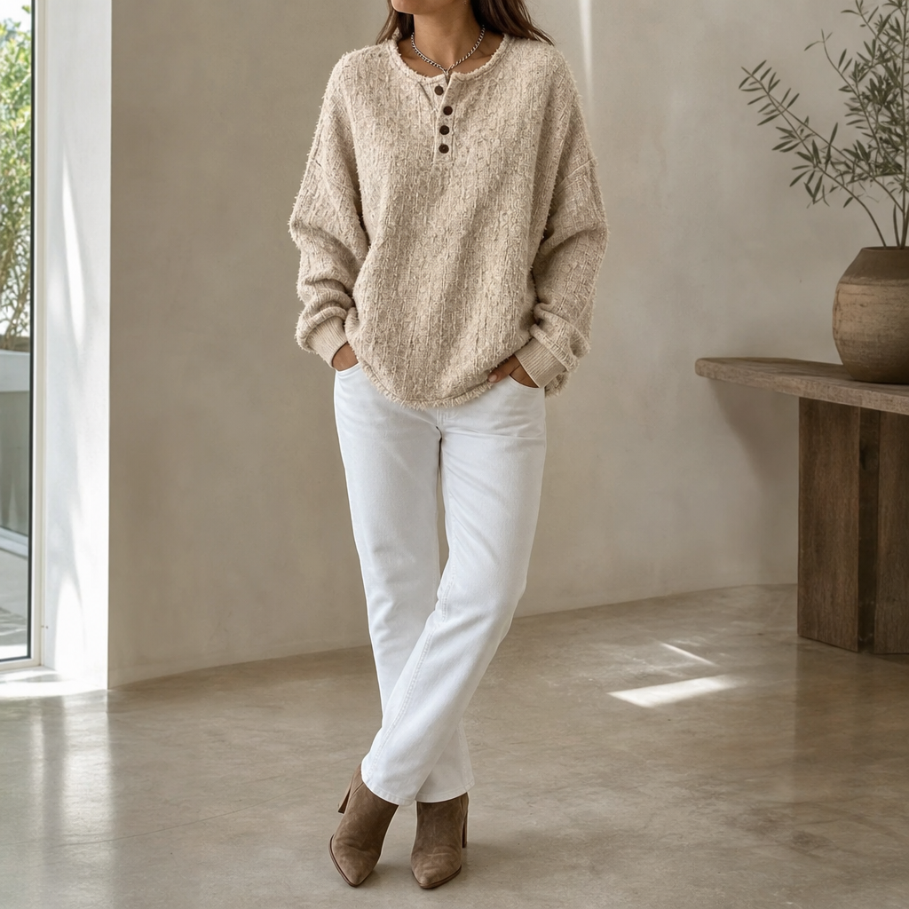 Marlwick | Chunky Knit Sweater – Stilvoller Henley-Look für Frauen