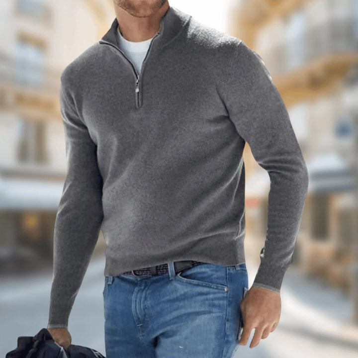 Sebastian | Leichter Quarter-Zip-Strickpullover für Herren