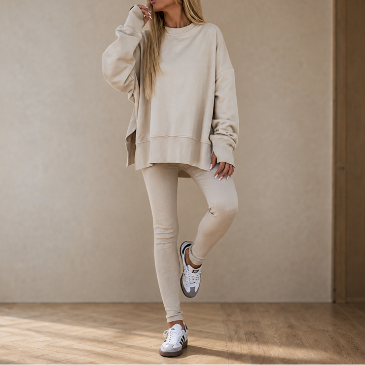 Graceful | Side-Slit Sweatshirt und Leggings Set für Frauen
