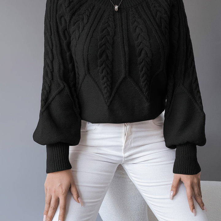 Sabine | Cable-Knit Sweater für Frauen mit Lantern Sleeves
