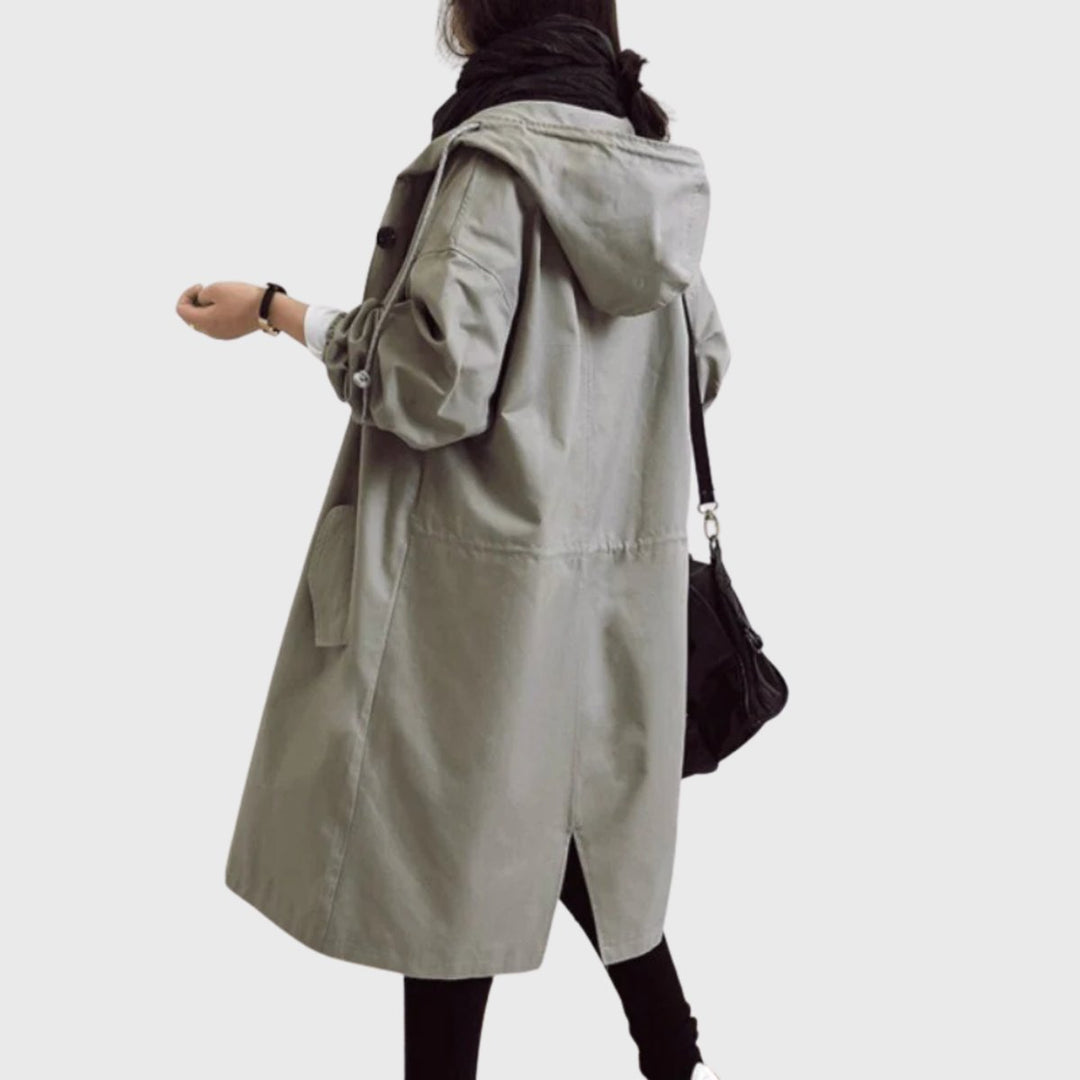 Ruby | Wasserabweisender Kapuzen-Trenchcoat Mit Langer Silhouette