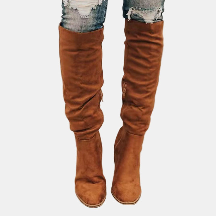 Livia | Elegante kniehohe Stretchstiefel mit Blockabsatz