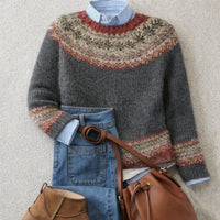 Freja | Zeitloser Damen Strickpullover Mit Nordischem Muster