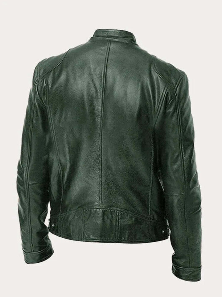 Maverick | Men's Classic Biker Jacket – Real Leather with Stand Collar