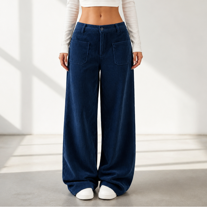 Cordelle | High-Waisted Wide-Leg Trousers – Bequeme Stretch-Cordhose für Frauen