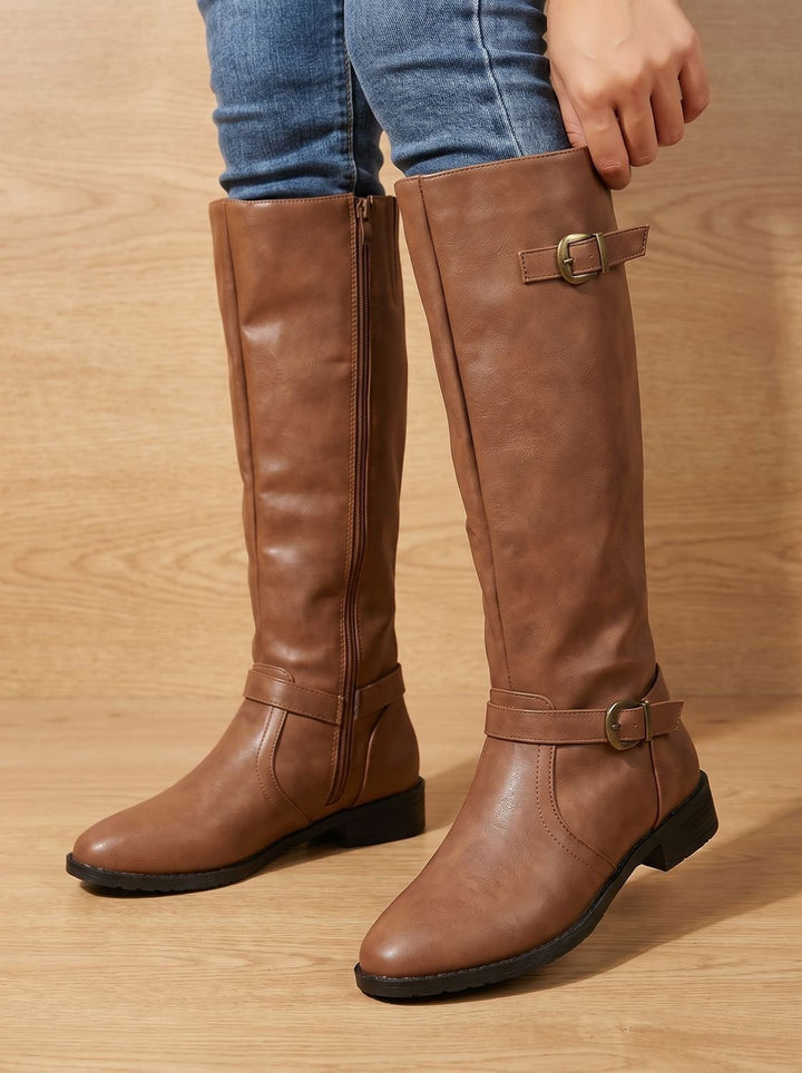 Grace | Kniehohe Stiefel mit Doppelschnalle für Frauen