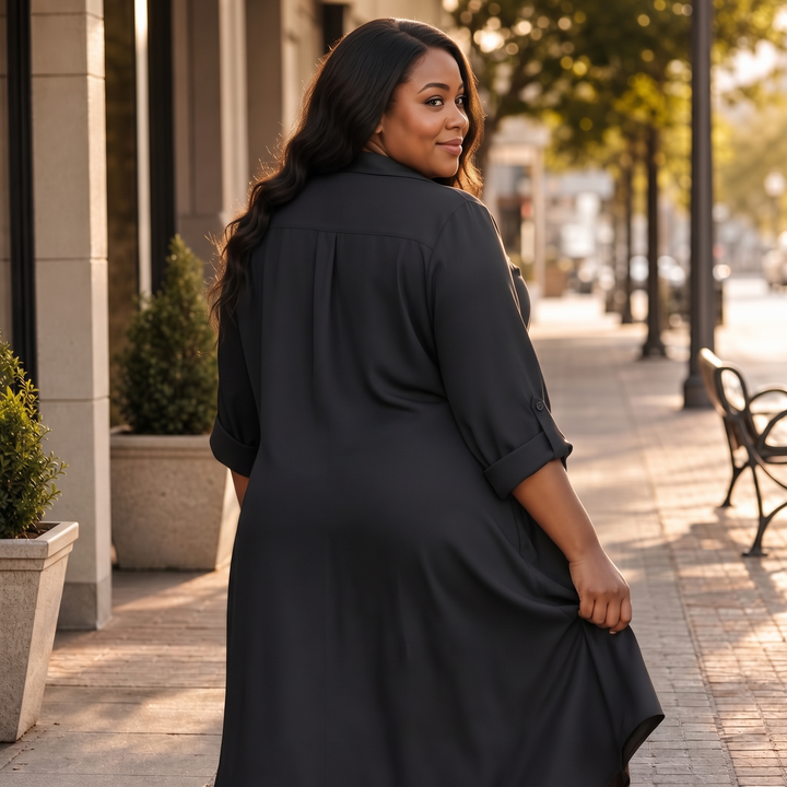 Drapeelle | Satin Hemd-Kleid – Polierte Eleganz für Frauen