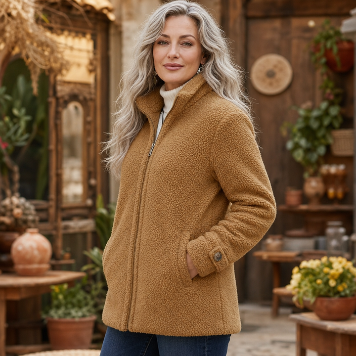 Velmora | Fleece-Look Jacke mit Stehkragen – Bequem und Warm für Frauen