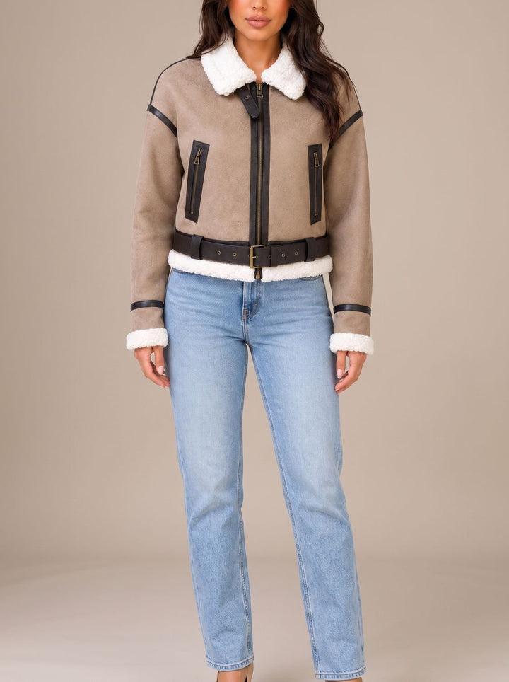 Marlene | Teddyjacke – Kurze Teddyjacke im Aviator-Stil für Damen