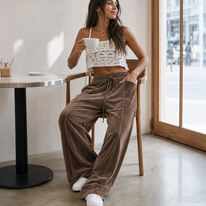Draperie | Weite Corduroy-Hosen mit Kordelzug für Damen