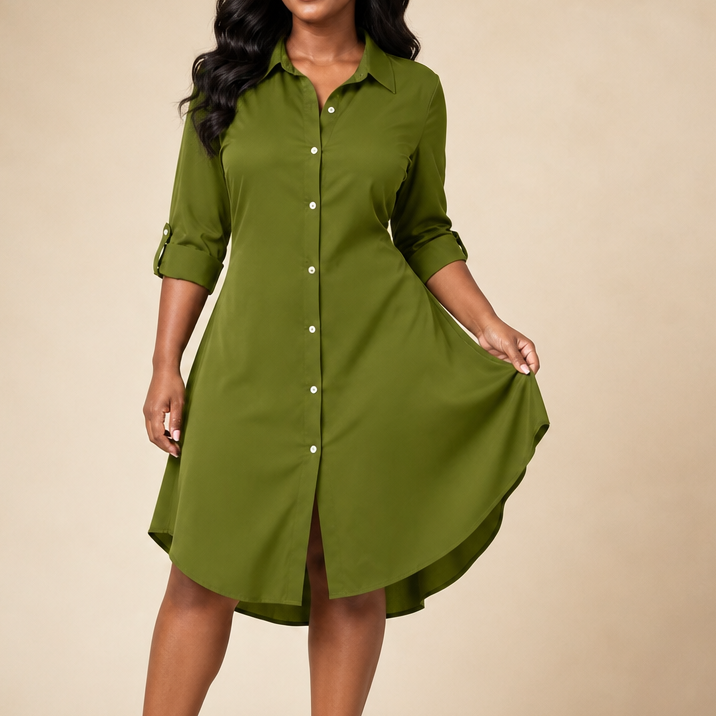 Drapeelle | Satin Hemd-Kleid – Polierte Eleganz für Frauen