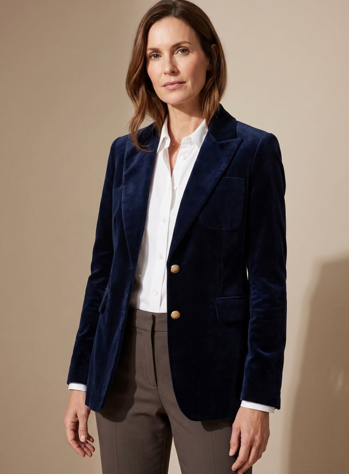 Elisabeth | Samt Blazer mit Goldknöpfen – Schlanker Schnitt für Damen