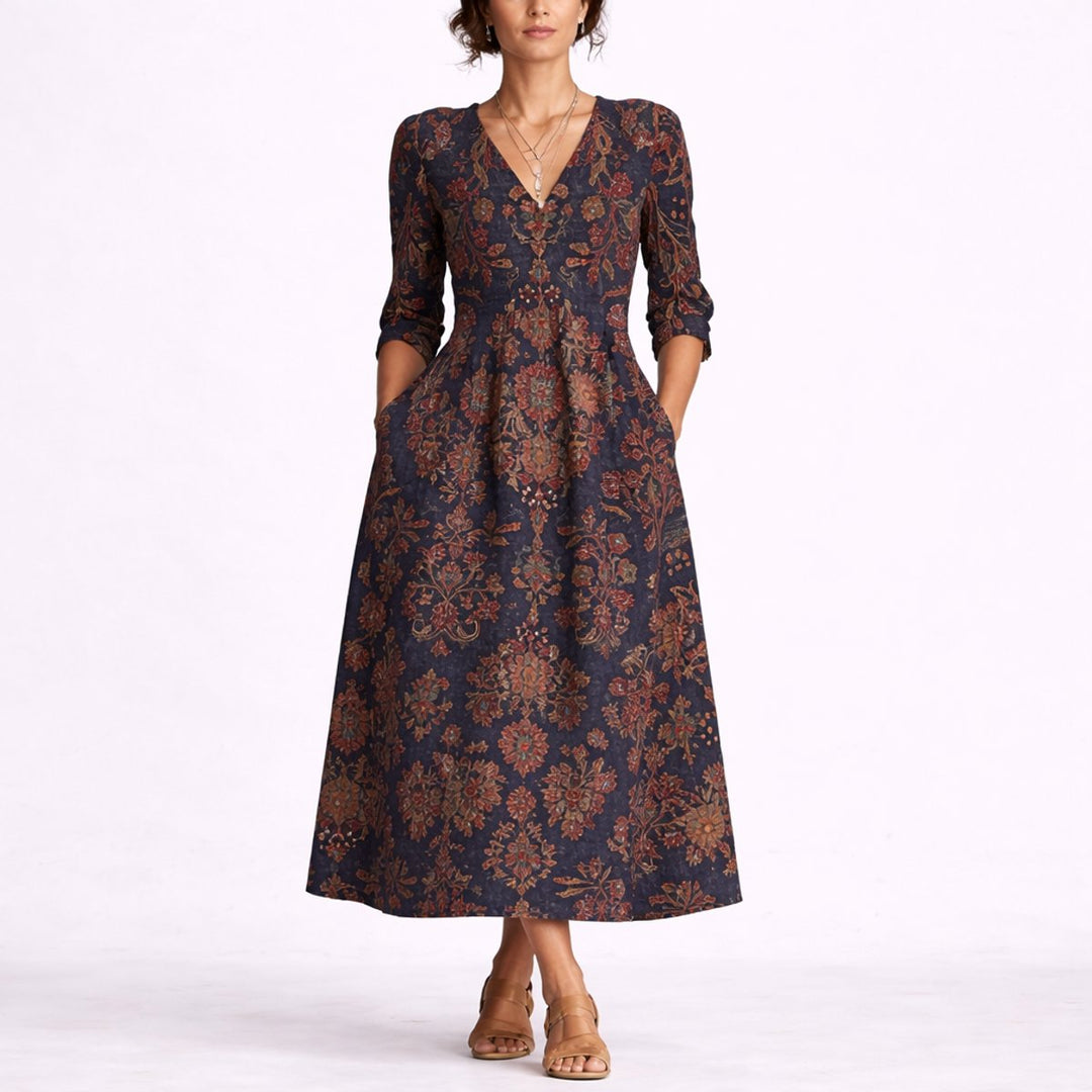 Amelie | Florales Herbst-Hochzeitskleid Mit Femininem Midi-Schnitt