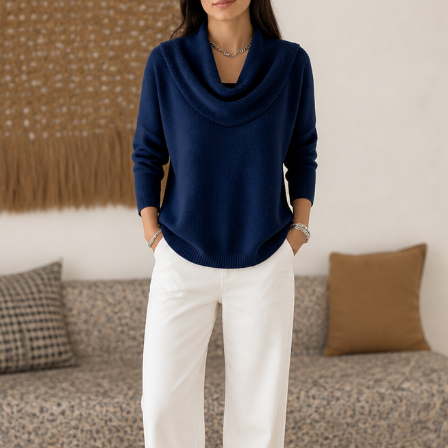 Draveline | Cowl Neck Drape Knit Sweater für Frauen