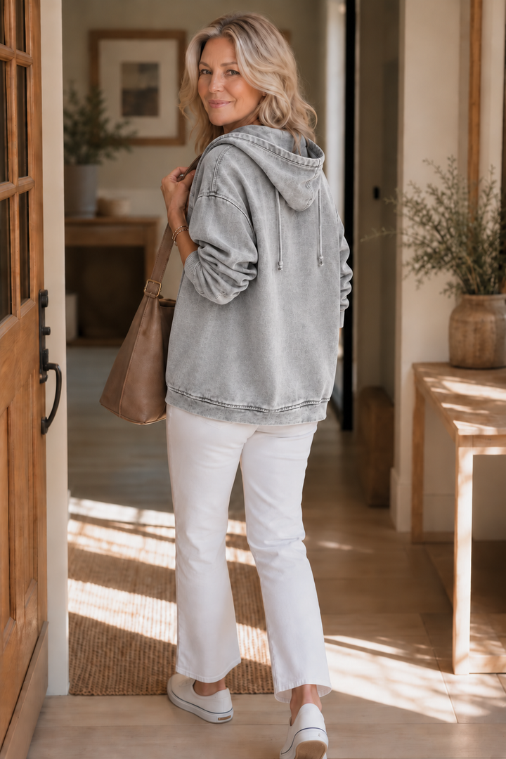 Rethread | Washed Relaxed Zip-Up Hoodie – Bequeme Schnittform für Frauen