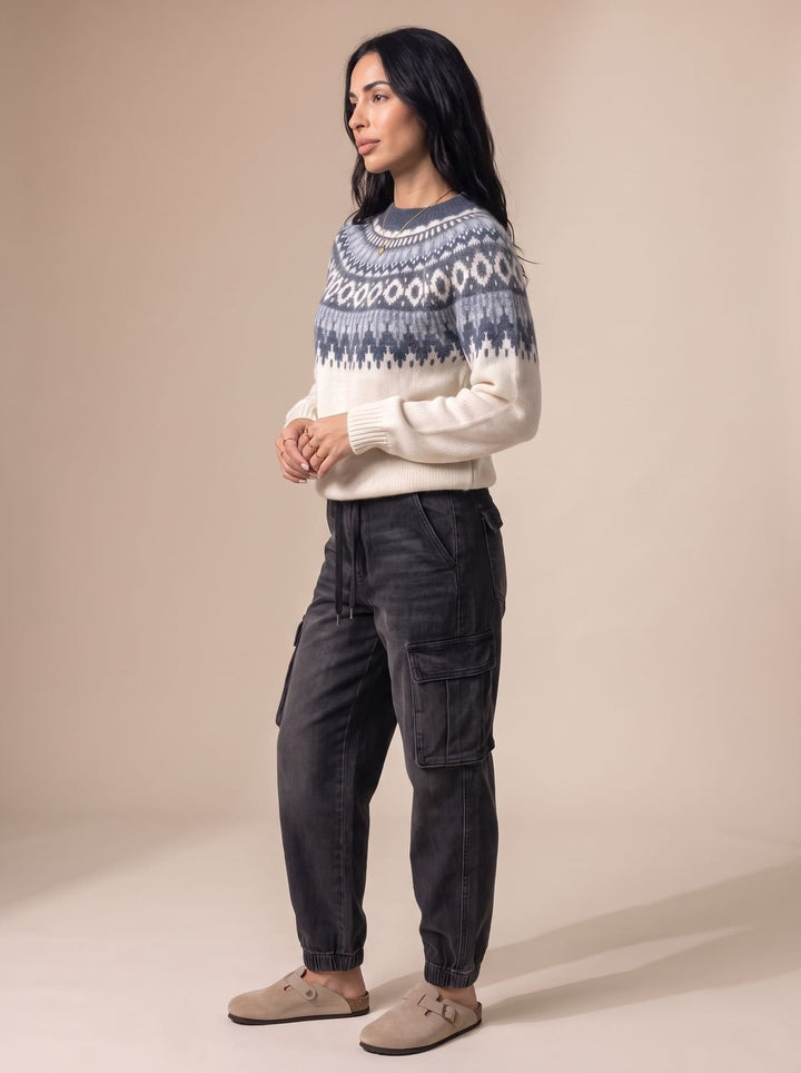 Elfriede | Weihnachtspullover – Cremefarbener Strickpullover im nordischen Stil