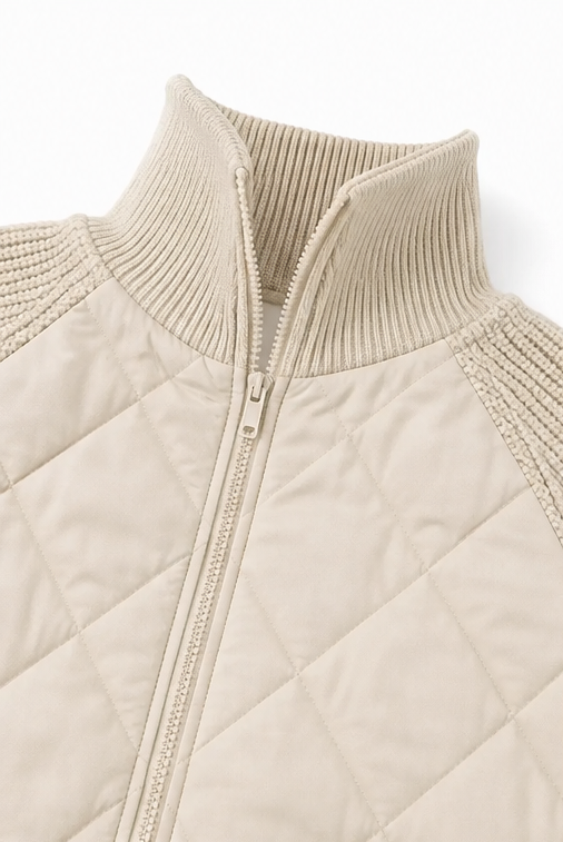 Knitpuff | Quilted Patchwork Puffer Jacket – Stylisch und Warm für Die Wintertage