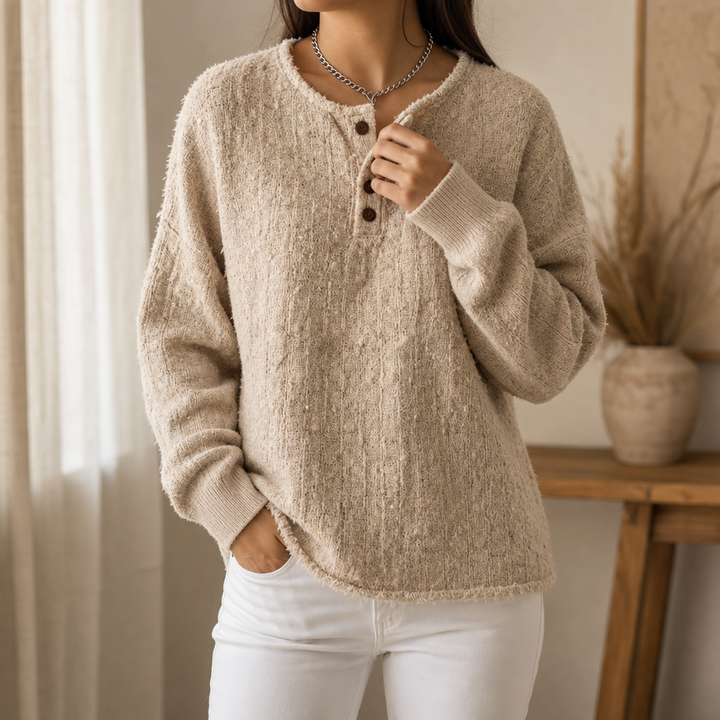 Marlwick | Chunky Knit Sweater – Stilvoller Henley-Look für Frauen