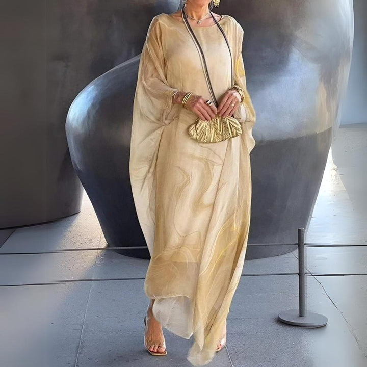 Lena | Elegantes Langarm-Maxikleid mit fließender Silhouette
