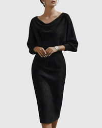 Viktoria | Elegantes Midikleid mit Fledermausärmeln und Bleistiftrock
