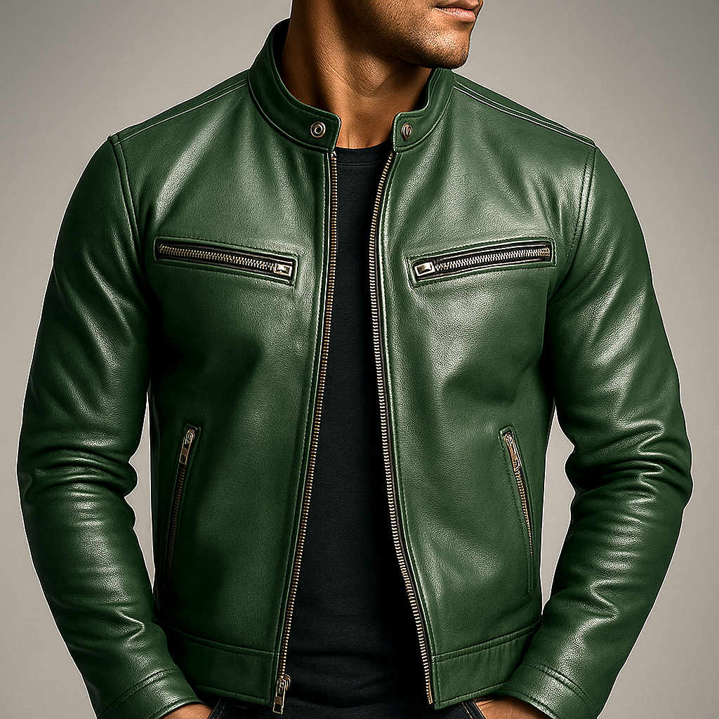 Adrian | Herren Lederjacke Schwarz Vintage Stil Strukturierte Passform 7