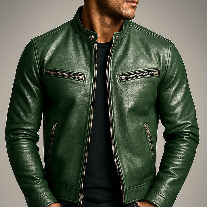 Adrian | Herren Lederjacke Schwarz Vintage Stil Strukturierte Passform 7