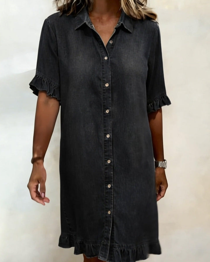 Alfie | Atmungsaktives, Elegantes Damenkleid – Gerafftes Jeanskleid für Komfort und Stil 7