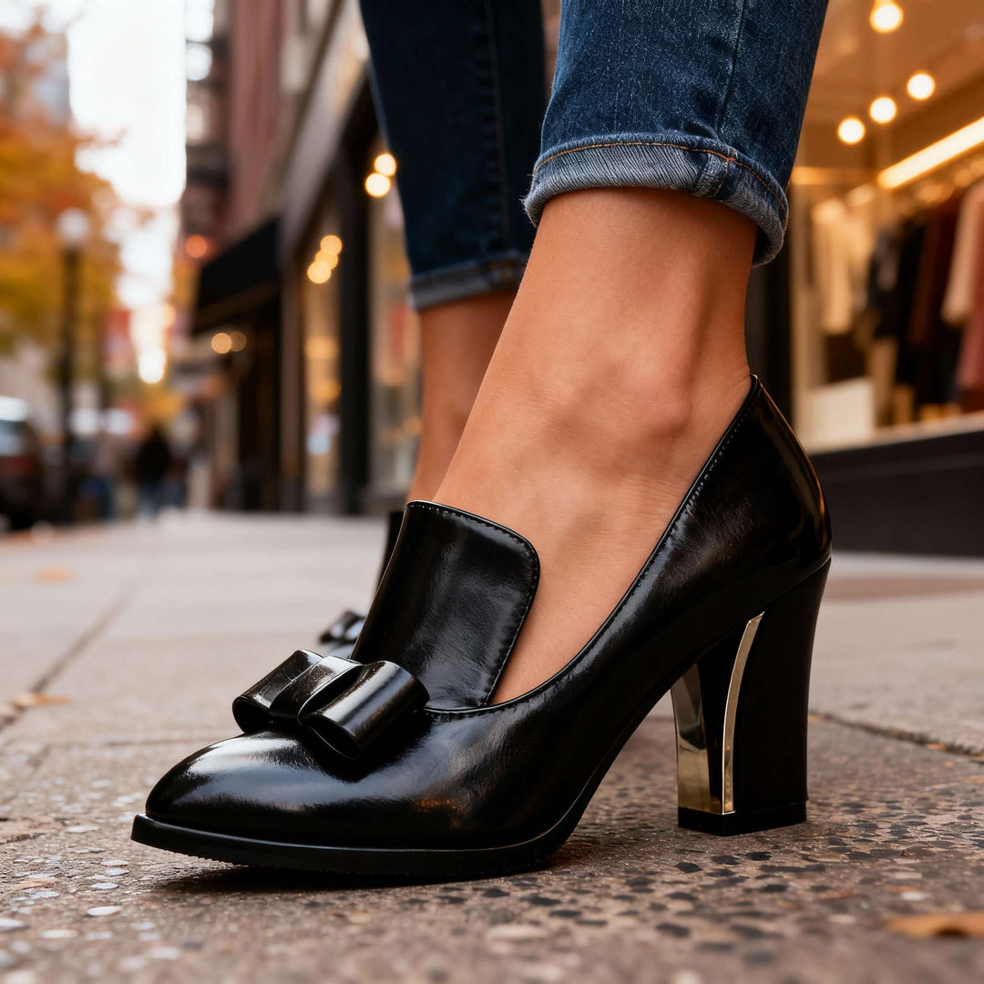 Alina | Damen Pumps Schwarz Bequeme Blockabsatz Elegante Schuhe 1