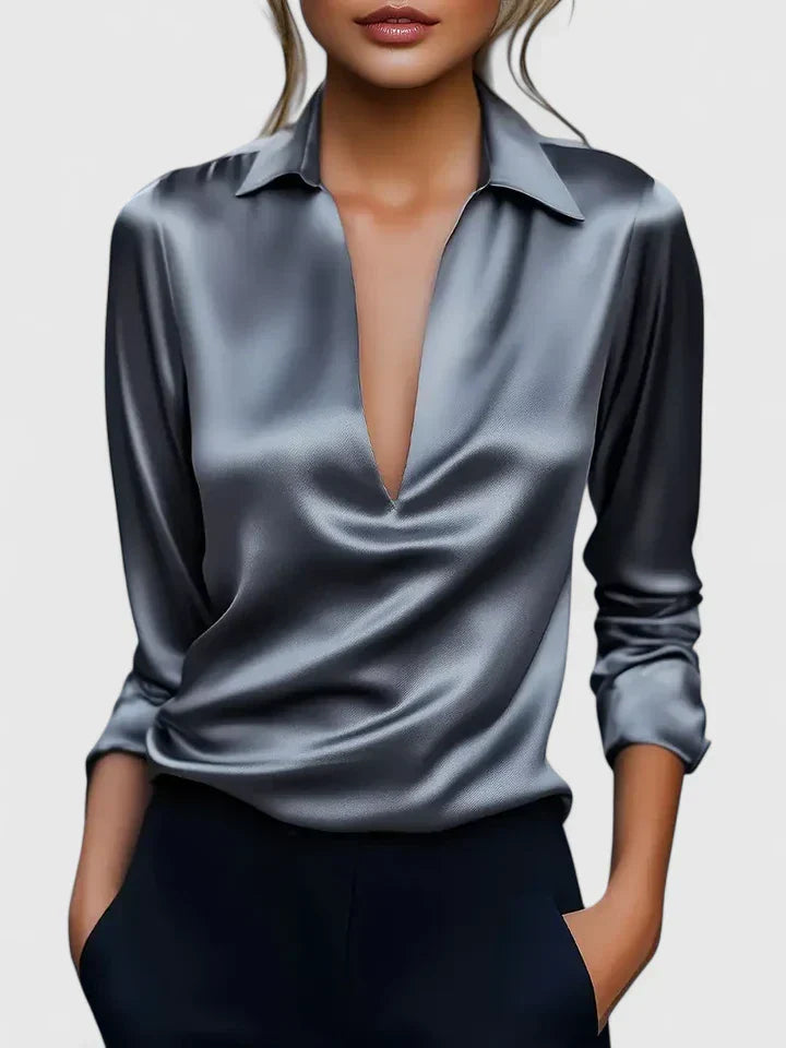 Alyssa | Elegante, Drapierte &amp; Vielseitige Damen Langarmbluse 3
