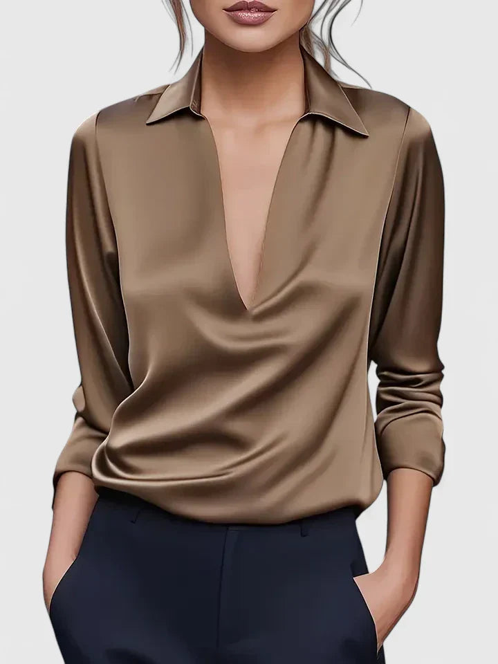 Alyssa | Elegante, Drapierte &amp; Vielseitige Damen Langarmbluse 5