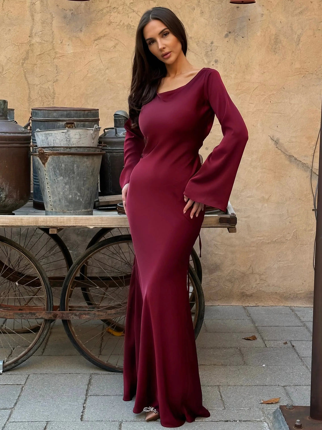 Amara | Elegantes Maxikleid Langarm – Figurbetont &amp; Festlich für Damen 10