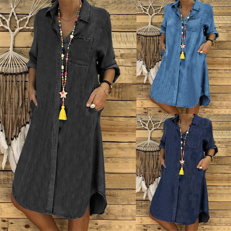 Amara | Jeanskleid Damen Midi Lässig Entspannt Casual Fit 6