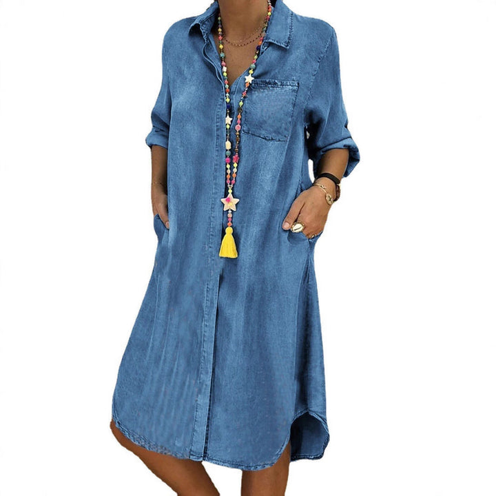 Amara | Jeanskleid Damen Midi Lässig Entspannt Casual Fit 7