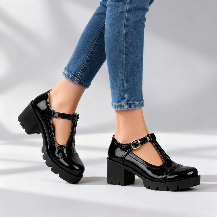 Amara | Mary Jane Schuhe Blockabsatz Elegant Vintage Stil 4