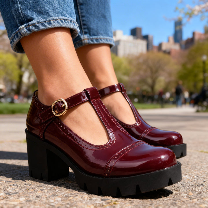 Amara | Mary Jane Schuhe Blockabsatz Elegant Vintage Stil 6