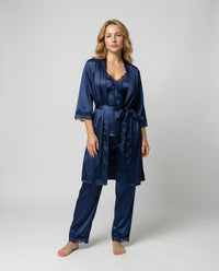 Kerstin | Luxuriöses Seidenpyjama-Set mit Kimono
