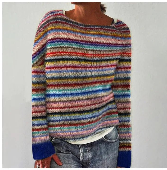 Aria | Damen-Strickpullover im Retro-Streifen-Design mit lockerer Passform 0