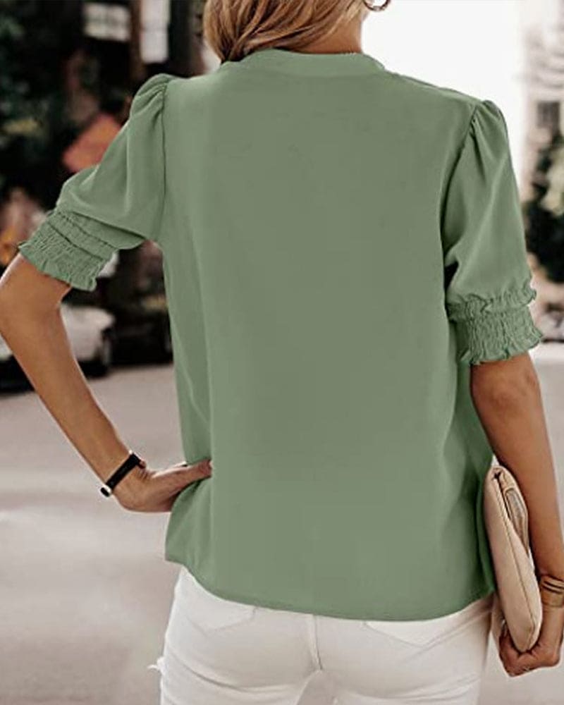 Aria | Elegante Bluse mit V-Ausschnitt und Puffärmeln – Damenbluse für festliche Anlässe 7
