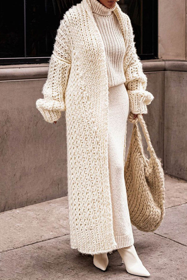 Aria | Oversize-Strickjacke für Damen, offen und lang, grob gestrickt 0