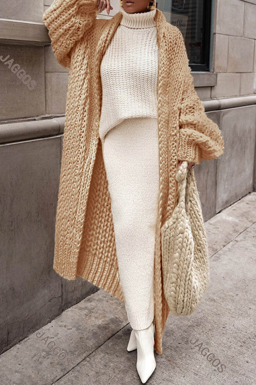 Aria | Oversize-Strickjacke für Damen, offen und lang, grob gestrickt 5