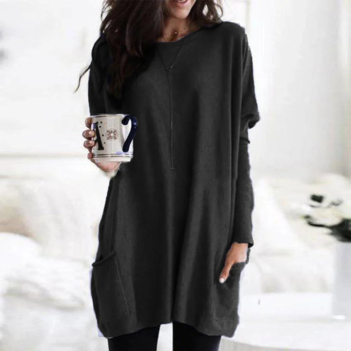 Aria | Oversized Damen-Tunika-Pullover mit langen Ärmeln und Taschen in Übergröße 10