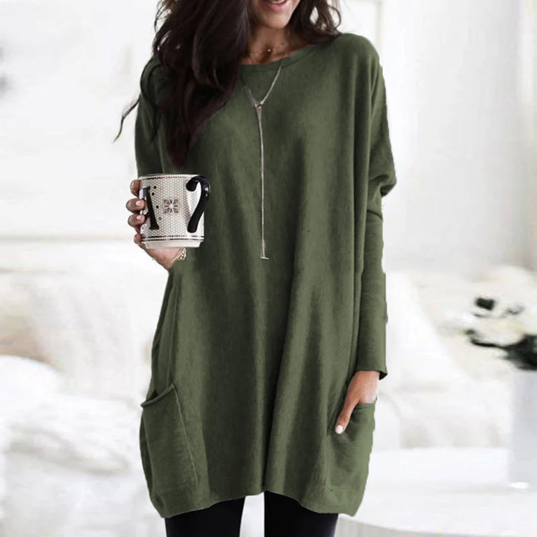 Aria | Oversized Damen-Tunika-Pullover mit langen Ärmeln und Taschen in Übergröße 12