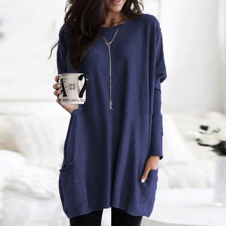 Aria | Oversized Damen-Tunika-Pullover mit langen Ärmeln und Taschen in Übergröße 14