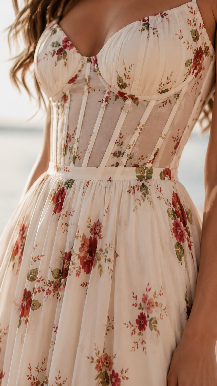 Aurelia | Elegantes Maxikleid mit Blumendruck und Schlitz für besondere Anlässe 3