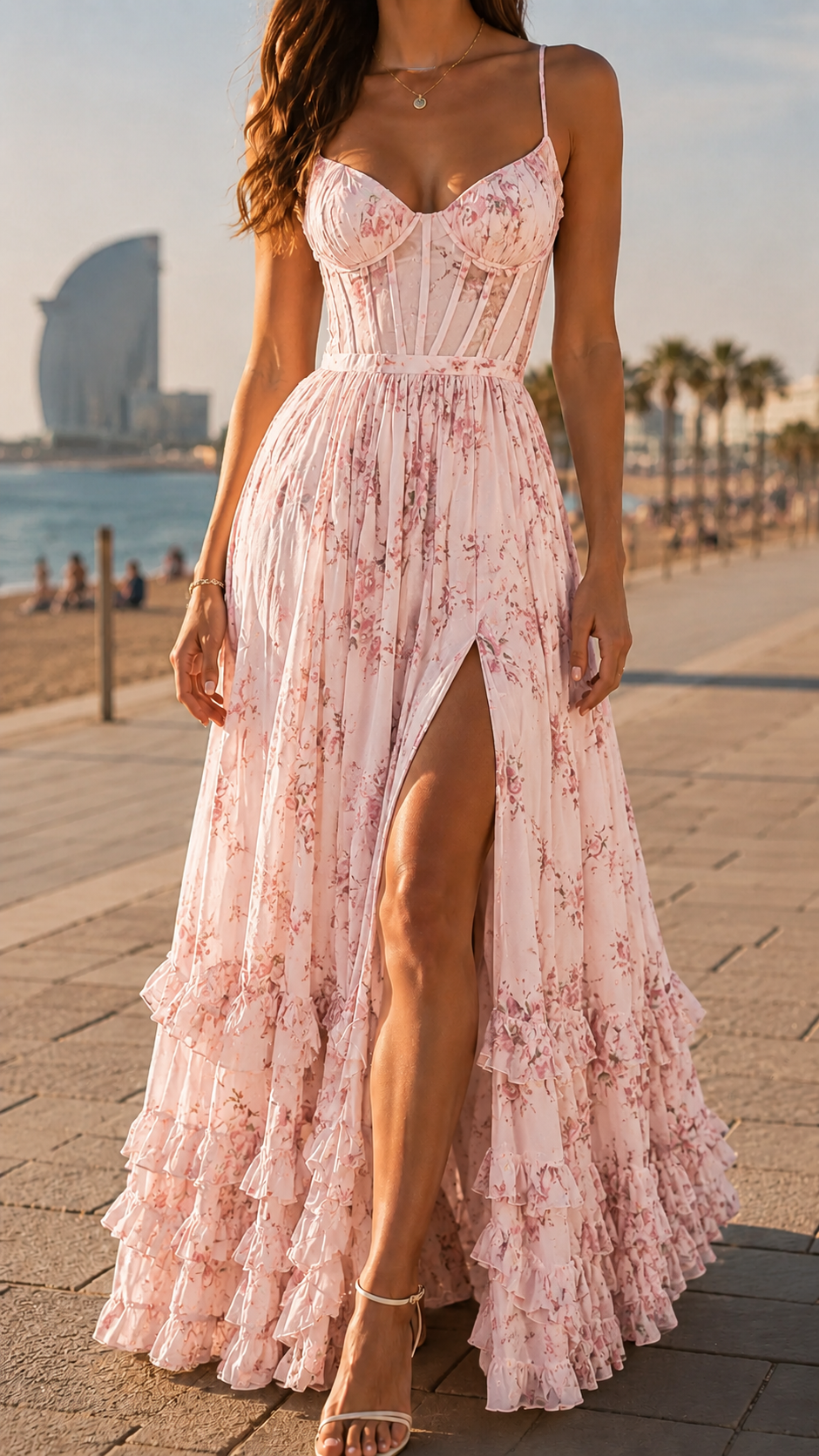 Aurelia | Elegantes Maxikleid mit Blumendruck und Schlitz für besondere Anlässe 5