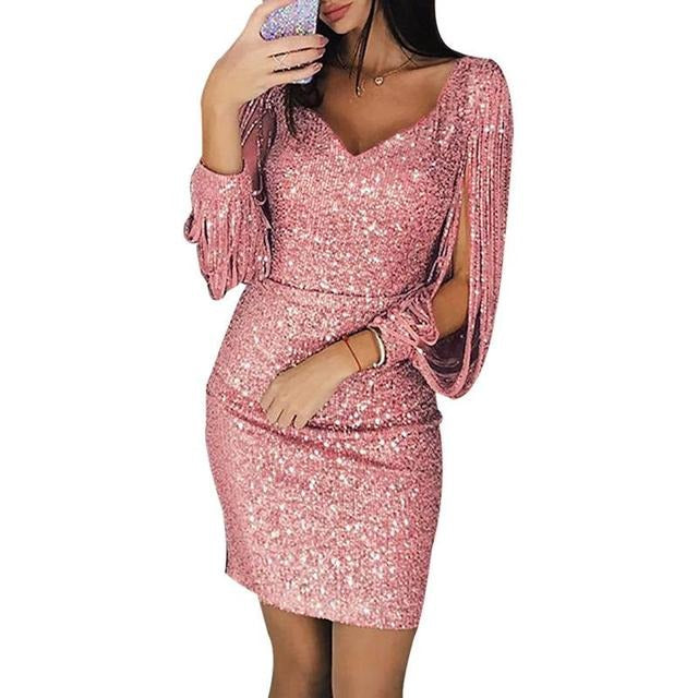 Aurielle | Glitzerndes Paillettenkleid mit V-Ausschnitt für den Abschlussball 2