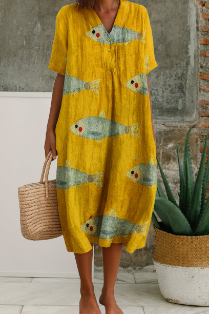 Hanna | Leichtes Sommerkleid aus Baumwolle mit kunstvollem Muster
