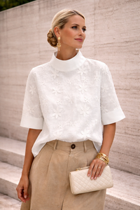 Elise | Elegante Hochkragen Bluse