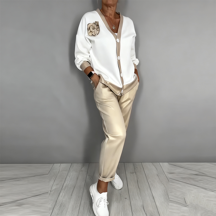 Bella | Elegantes, Florales Damen Cardigan-Set mit Komfort Loose Fit 4