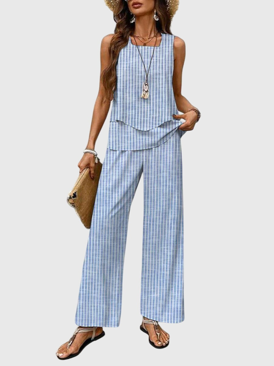 Breezy | Elegantes Twin Set Damen – Sommerliches, Bequemes 2-teiliges Outfit mit Pflanzenmuster 6